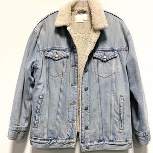 Wildfred Free Harnett Sherpa denim jean jacket size Small